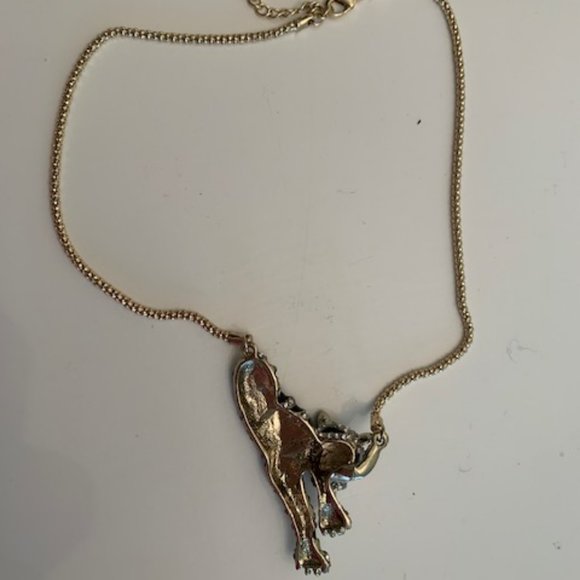 Snow Leopard Rhinestone Necklace - Picture 3 of 3